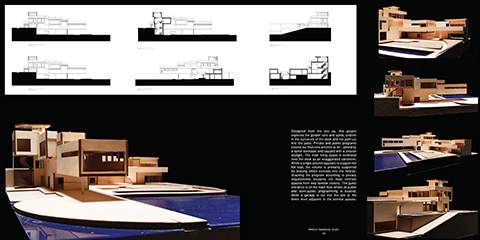 Exploring the cantilever and the golden ratio, this residential space is designed in response to the golden spiral.